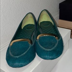 Forest Green Cow Hair Flats